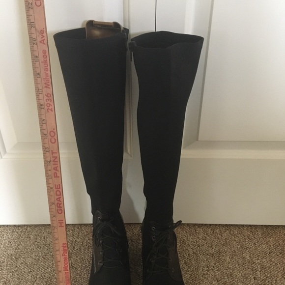 Pilar Abril Wedge Stretch Textured Croc Knee High Boots Sz 9.5/EU 41 - Picture 2 of 10